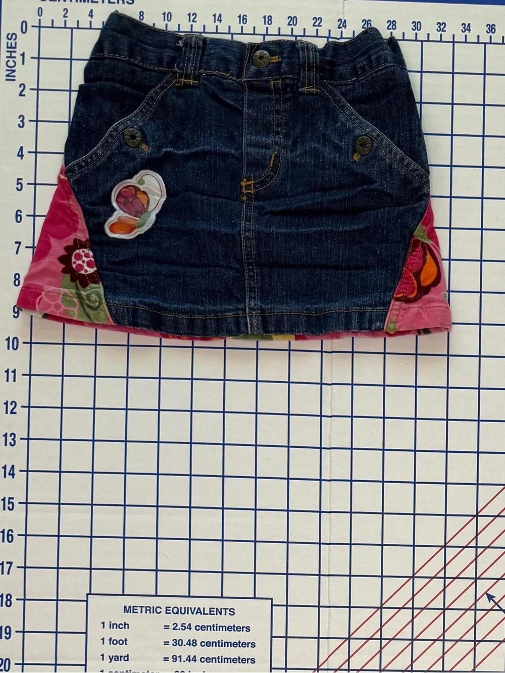 The Children's Place Denim Skirt with Pink Floral Panels